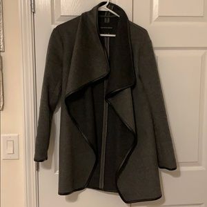 Saks Fifth Avenue Grey/Charcoal Wool Shawl Coat